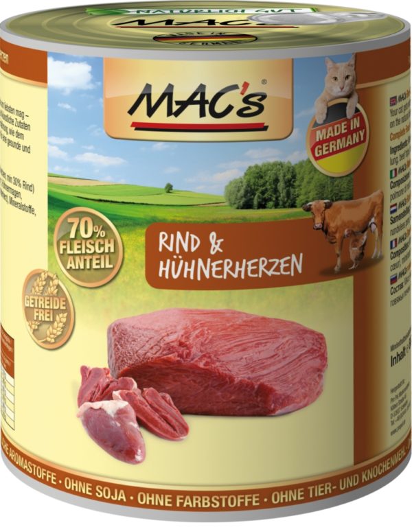 Macs Cat Rind-Hühnerherz 800gD