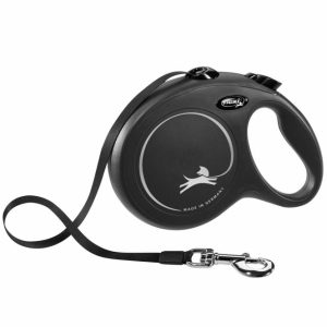 Flexileine CLASSIC Gurt - 8m bis 50kg - Schwarz, erweiterbar durch Multi Box und LED Lighting System, geeignet für Hunde bis zu 50kg Körpergewicht. Laikas Tierwelt Onlineshop